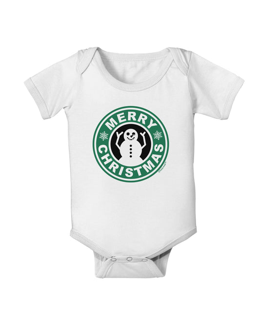 Merry Christmas Latte Logo Baby Romper Bodysuit-Baby Romper-TooLoud-White-06-Months-Davson Sales