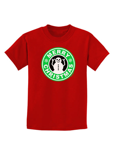Merry Christmas Latte Logo Childrens Dark T-Shirt-Childrens T-Shirt-TooLoud-Red-X-Small-Davson Sales