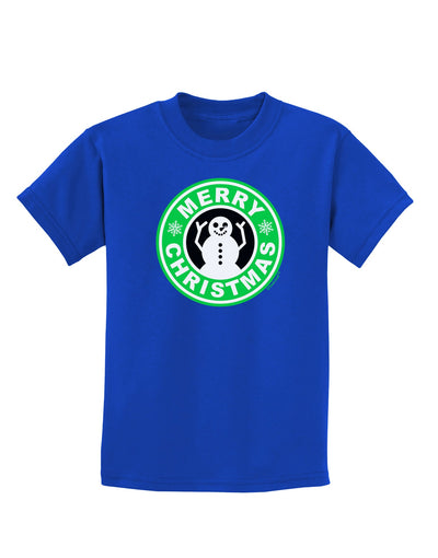 Merry Christmas Latte Logo Childrens Dark T-Shirt-Childrens T-Shirt-TooLoud-Royal-Blue-X-Small-Davson Sales