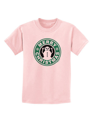 Merry Christmas Latte Logo Childrens T-Shirt-Childrens T-Shirt-TooLoud-PalePink-X-Small-Davson Sales