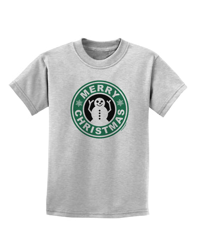 Merry Christmas Latte Logo Childrens T-Shirt-Childrens T-Shirt-TooLoud-AshGray-X-Small-Davson Sales