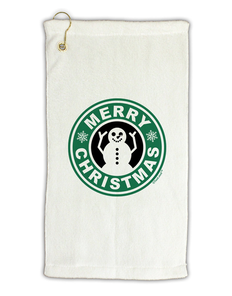 Merry Christmas Latte Logo Micro Terry Gromet Golf Towel 16 x 25 inch-Golf Towel-TooLoud-White-Davson Sales