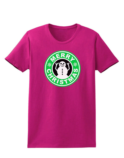 Merry Christmas Latte Logo Womens Dark T-Shirt-TooLoud-Hot-Pink-Small-Davson Sales