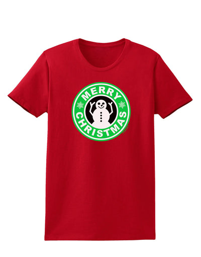 Merry Christmas Latte Logo Womens Dark T-Shirt-TooLoud-Red-X-Small-Davson Sales