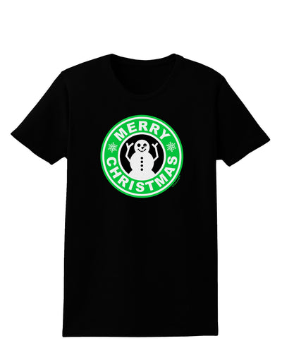 Merry Christmas Latte Logo Womens Dark T-Shirt-TooLoud-Black-X-Small-Davson Sales