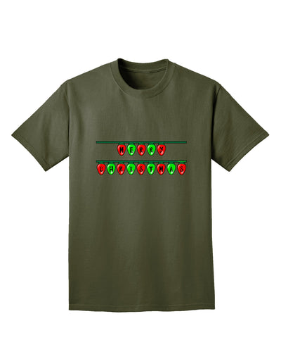 Merry Christmas Lights Red and Green Adult Dark T-Shirt-Mens T-Shirt-TooLoud-Military-Green-Small-Davson Sales