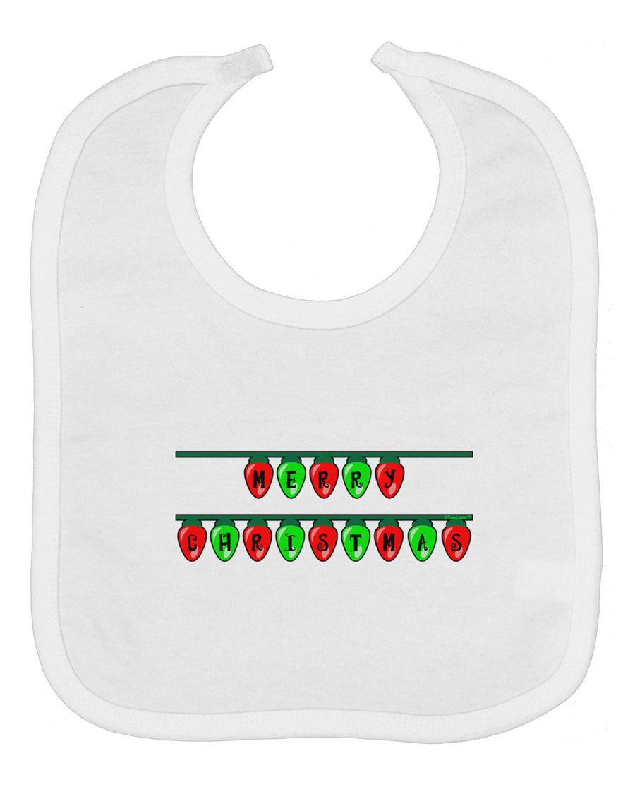 Merry Christmas Lights Red and Green Baby Bib