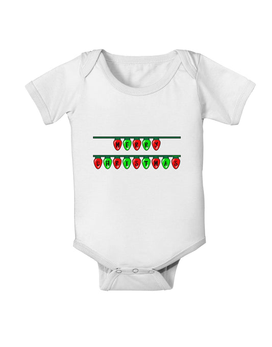 Merry Christmas Lights Red and Green Baby Romper Bodysuit-Baby Romper-TooLoud-White-06-Months-Davson Sales