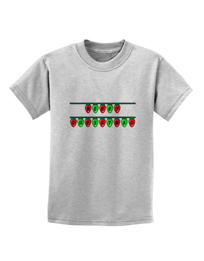 Merry Christmas Lights Red and Green Childrens T-Shirt-Childrens T-Shirt-TooLoud-AshGray-X-Small-Davson Sales