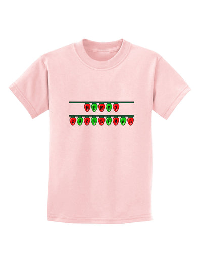 Merry Christmas Lights Red and Green Childrens T-Shirt-Childrens T-Shirt-TooLoud-PalePink-X-Small-Davson Sales