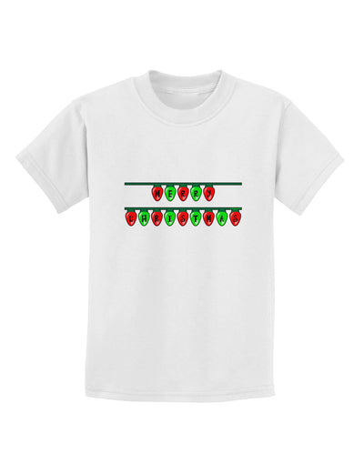 Merry Christmas Lights Red and Green Childrens T-Shirt-Childrens T-Shirt-TooLoud-White-X-Small-Davson Sales