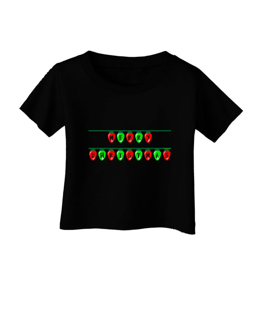 Merry Christmas Lights Red and Green Infant T-Shirt Dark-Infant T-Shirt-TooLoud-Black-06-Months-Davson Sales