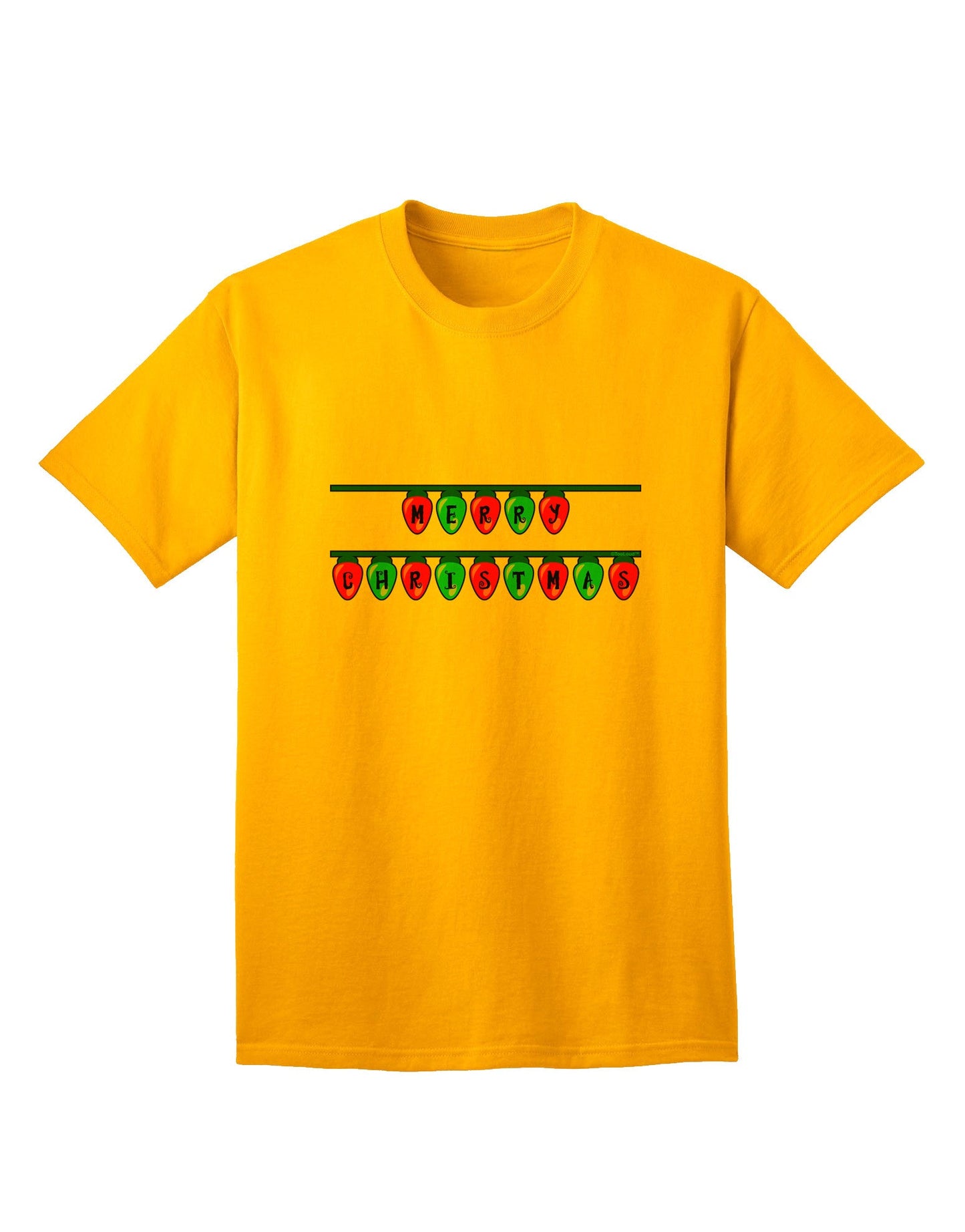 Merry Christmas Lights Red and Green - Premium Adult T-Shirt for Festive Season-Mens T-shirts-TooLoud-Gold-Small-Davson Sales