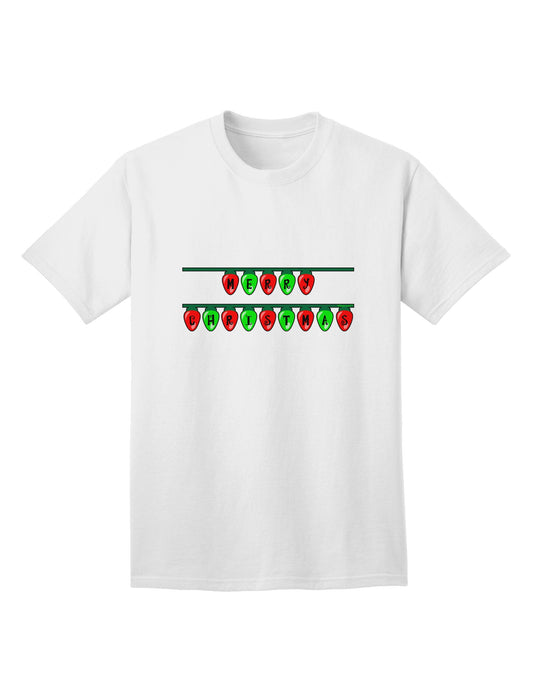 Merry Christmas Lights Red and Green - Premium Adult T-Shirt for Festive Season-Mens T-shirts-TooLoud-White-Small-Davson Sales