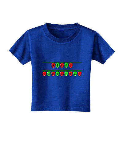 Merry Christmas Lights Red and Green Toddler T-Shirt Dark-Toddler T-Shirt-TooLoud-Red-2T-Davson Sales