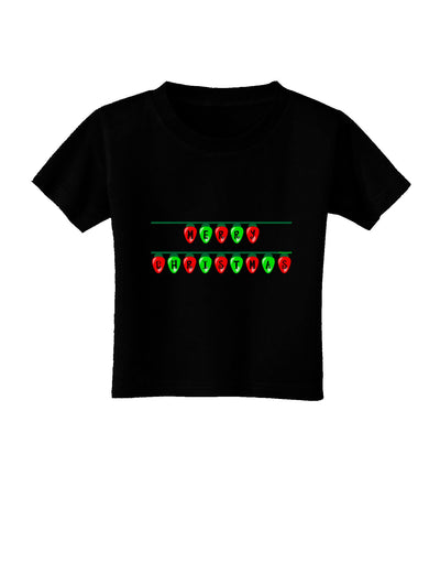 Merry Christmas Lights Red and Green Toddler T-Shirt Dark-Toddler T-Shirt-TooLoud-Black-2T-Davson Sales