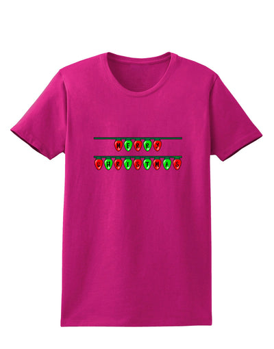 Merry Christmas Lights Red and Green Womens Dark T-Shirt-TooLoud-Hot-Pink-Small-Davson Sales