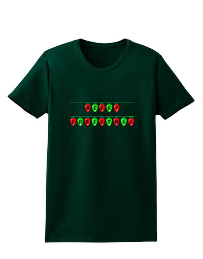 Merry Christmas Lights Red and Green Womens Dark T-Shirt-TooLoud-Forest-Green-Small-Davson Sales