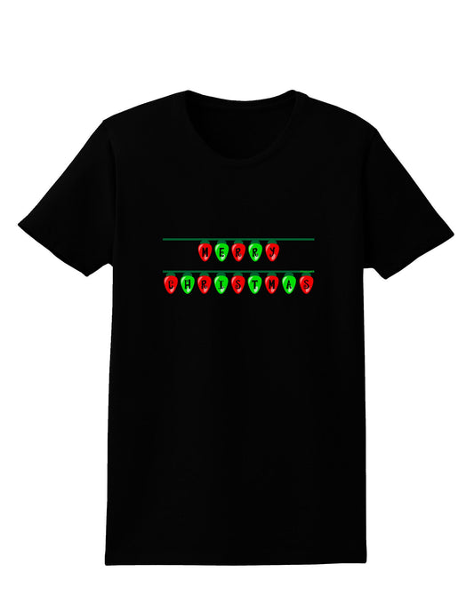 Merry Christmas Lights Red and Green Womens Dark T-Shirt-TooLoud-Black-X-Small-Davson Sales