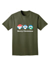 Merry Christmas Penguins See Hear Speak No Evil Adult Dark T-Shirt-Mens T-Shirt-TooLoud-Military-Green-Small-Davson Sales