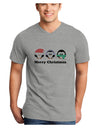 Merry Christmas Penguins See Hear Speak No Evil Adult V-Neck T-shirt-Mens V-Neck T-Shirt-TooLoud-HeatherGray-Small-Davson Sales