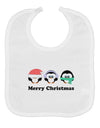 Merry Christmas Penguins See Hear Speak No Evil Baby Bib