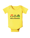 Merry Christmas Penguins See Hear Speak No Evil Baby Romper Bodysuit-Baby Romper-TooLoud-Yellow-06-Months-Davson Sales