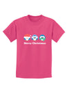 Merry Christmas Penguins See Hear Speak No Evil Childrens Dark T-Shirt-Childrens T-Shirt-TooLoud-Sangria-X-Small-Davson Sales