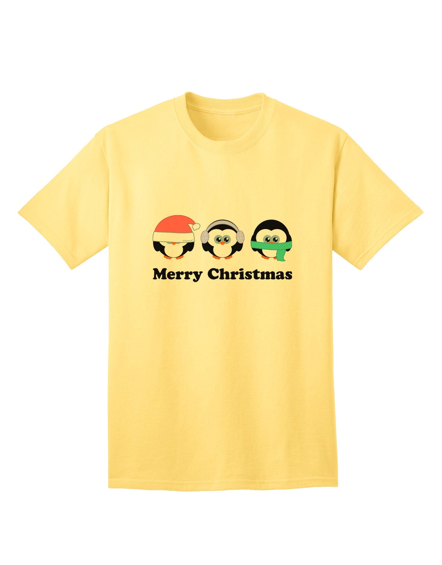 Merry Christmas Penguins - See, Hear, Speak No Evil: Premium Adult T-Shirt Collection-Mens T-shirts-TooLoud-Yellow-Small-Davson Sales