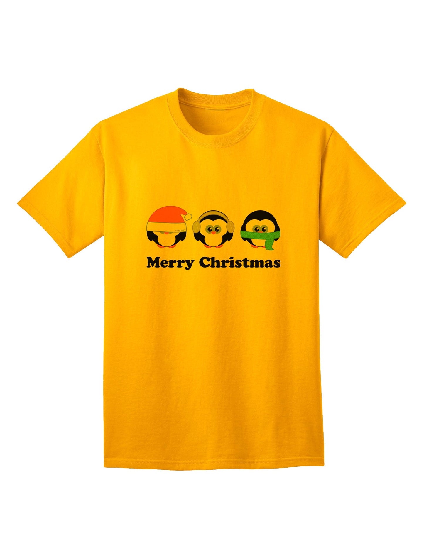 Merry Christmas Penguins - See, Hear, Speak No Evil: Premium Adult T-Shirt Collection-Mens T-shirts-TooLoud-Gold-Small-Davson Sales