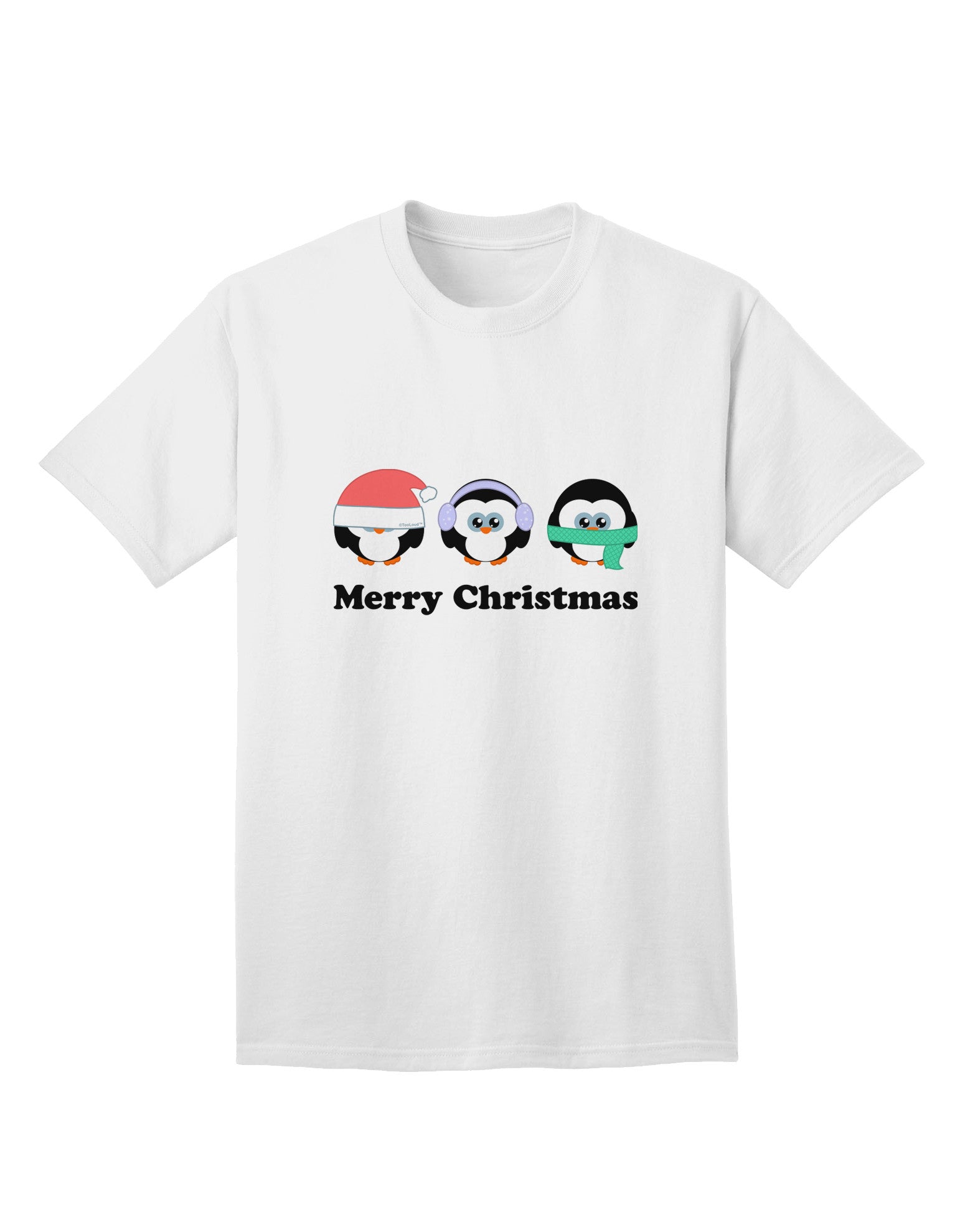 Merry Christmas Penguins - See, Hear, Speak No Evil: Premium Adult T-Shirt Collection-Mens T-shirts-TooLoud-White-Small-Davson Sales