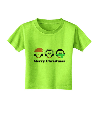 Merry Christmas Penguins See Hear Speak No Evil Toddler T-Shirt-Toddler T-Shirt-TooLoud-Lime-Green-2T-Davson Sales