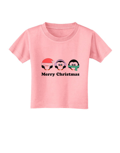 Merry Christmas Penguins See Hear Speak No Evil Toddler T-Shirt-Toddler T-Shirt-TooLoud-Candy-Pink-2T-Davson Sales