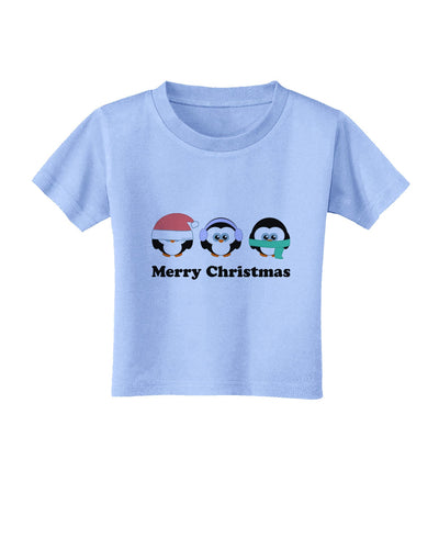 Merry Christmas Penguins See Hear Speak No Evil Toddler T-Shirt-Toddler T-Shirt-TooLoud-Aquatic-Blue-2T-Davson Sales