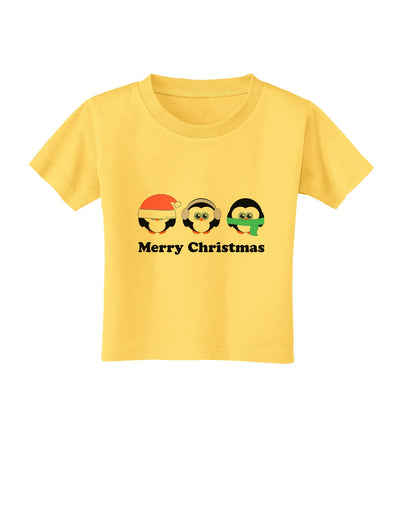 Merry Christmas Penguins See Hear Speak No Evil Toddler T-Shirt-Toddler T-Shirt-TooLoud-Yellow-2T-Davson Sales