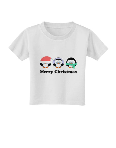 Merry Christmas Penguins See Hear Speak No Evil Toddler T-Shirt-Toddler T-Shirt-TooLoud-White-2T-Davson Sales