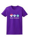 Merry Christmas Penguins See Hear Speak No Evil Womens Dark T-Shirt-TooLoud-Purple-X-Small-Davson Sales