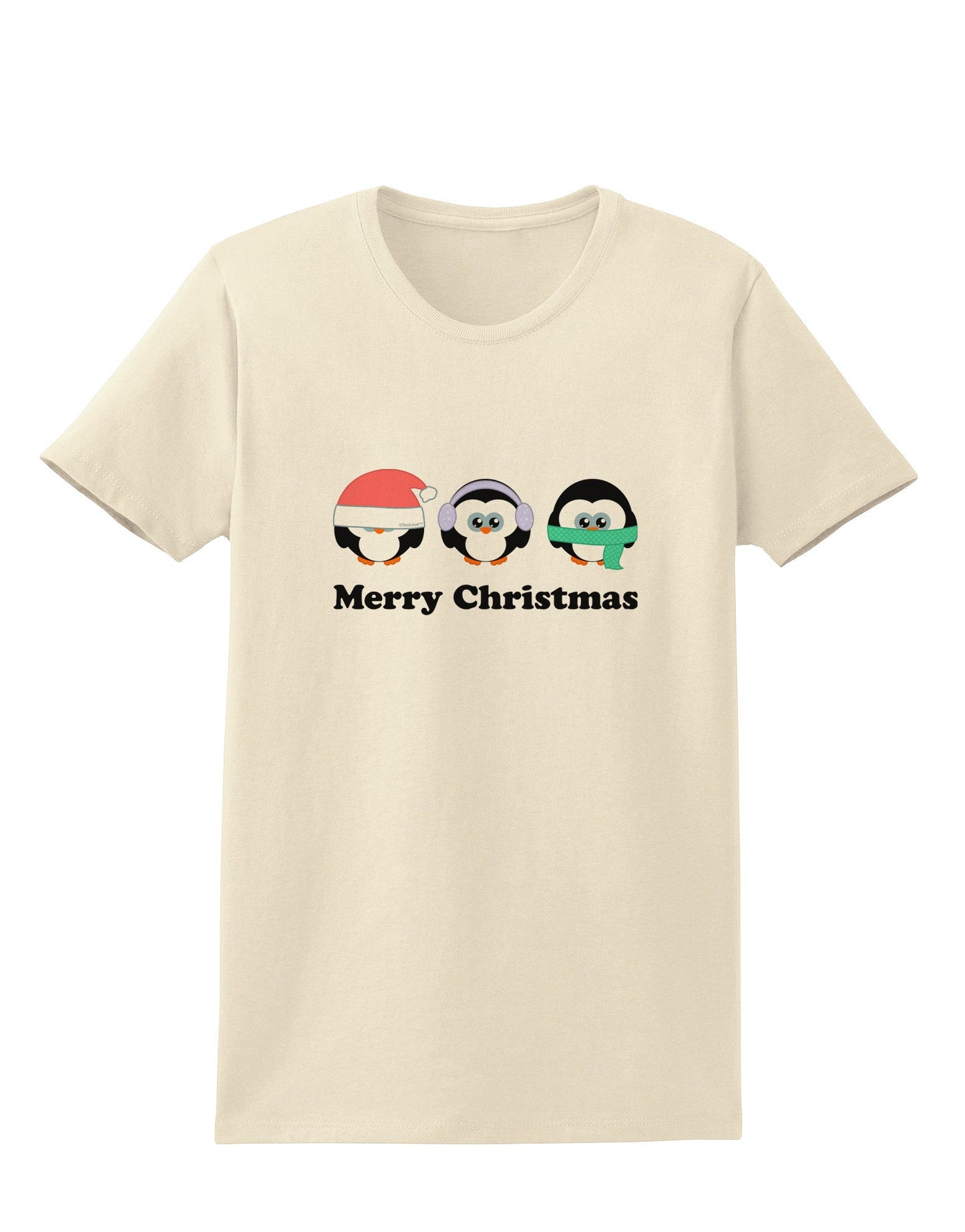 Merry Christmas Penguins See Hear Speak No Evil Womens T-Shirt-Womens T-Shirt-TooLoud-Natural-X-Small-Davson Sales