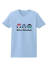 Merry Christmas Penguins See Hear Speak No Evil Womens T-Shirt-Womens T-Shirt-TooLoud-Light-Blue-X-Small-Davson Sales