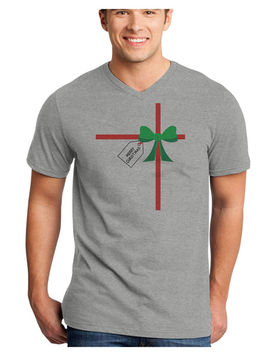 Merry Christmas Present Gift Adult V-Neck T-shirt-Mens V-Neck T-Shirt-TooLoud-HeatherGray-Small-Davson Sales