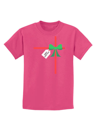 Merry Christmas Present Gift Childrens Dark T-Shirt-Childrens T-Shirt-TooLoud-Sangria-X-Small-Davson Sales