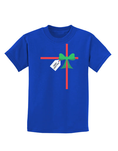 Merry Christmas Present Gift Childrens Dark T-Shirt-Childrens T-Shirt-TooLoud-Royal-Blue-X-Small-Davson Sales