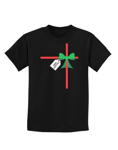 Merry Christmas Present Gift Childrens Dark T-Shirt-Childrens T-Shirt-TooLoud-Black-X-Small-Davson Sales