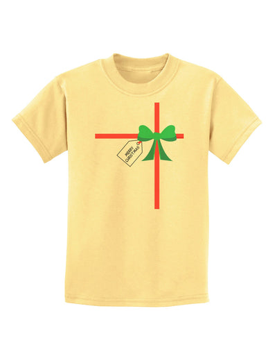 Merry Christmas Present Gift Childrens T-Shirt-Childrens T-Shirt-TooLoud-Daffodil-Yellow-X-Small-Davson Sales