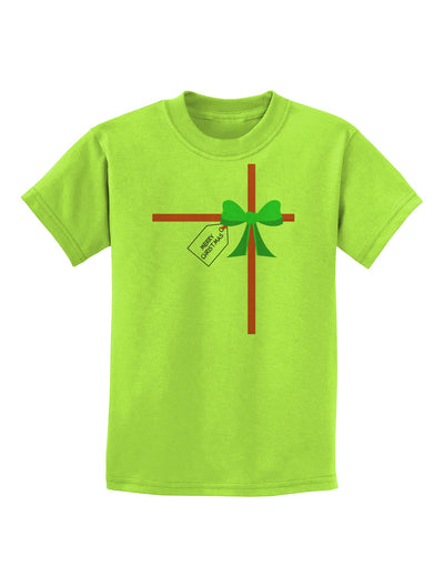 Merry Christmas Present Gift Childrens T-Shirt-Childrens T-Shirt-TooLoud-Lime-Green-X-Small-Davson Sales