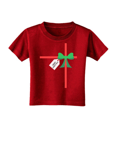 Merry Christmas Present Gift Toddler T-Shirt Dark-Toddler T-Shirt-TooLoud-Clover-Green-2T-Davson Sales