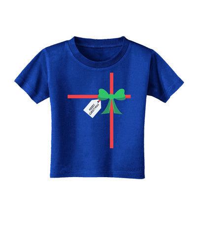 Merry Christmas Present Gift Toddler T-Shirt Dark-Toddler T-Shirt-TooLoud-Red-2T-Davson Sales