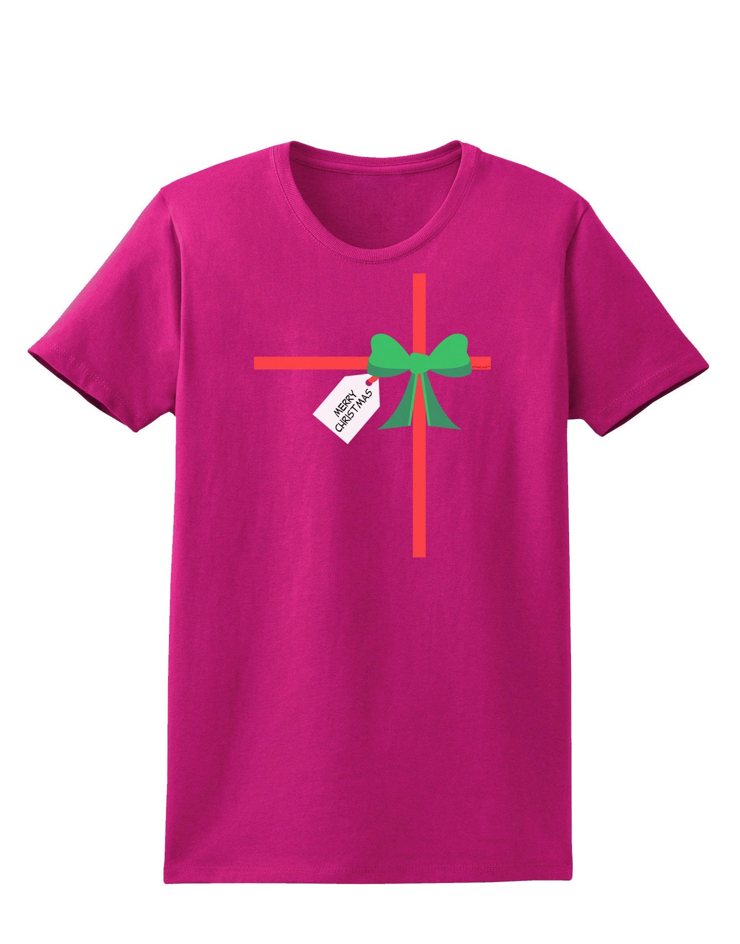 Merry Christmas Present Gift Womens Dark T-Shirt-TooLoud-Hot-Pink-Small-Davson Sales
