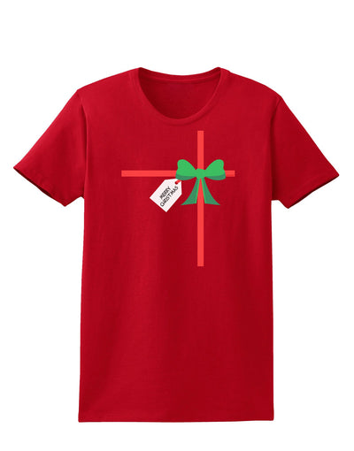 Merry Christmas Present Gift Womens Dark T-Shirt-TooLoud-Red-X-Small-Davson Sales