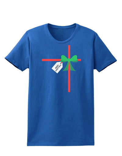 Merry Christmas Present Gift Womens Dark T-Shirt-TooLoud-Royal-Blue-X-Small-Davson Sales